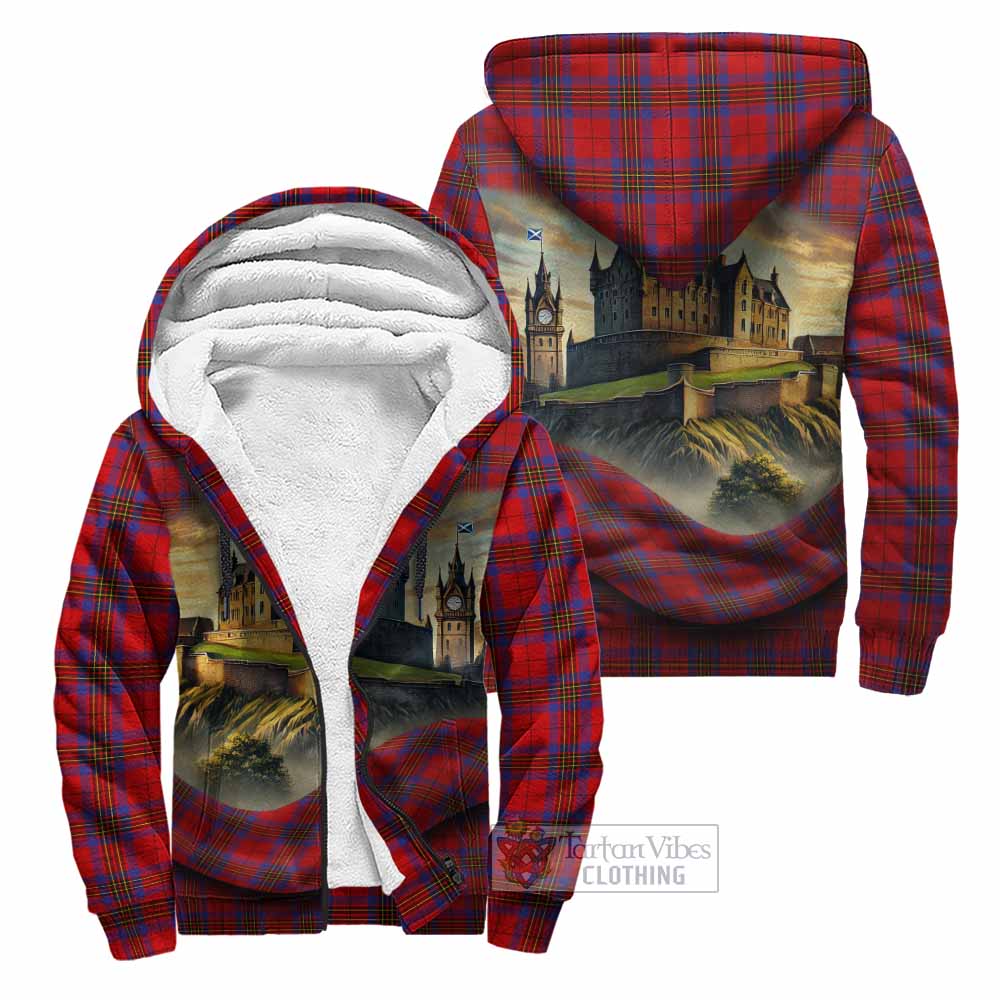Leslie Tartan Family Crest Sherpa Hoodie with Scottish Ancient Castle Style Unisex - Tartan Vibes Clothing