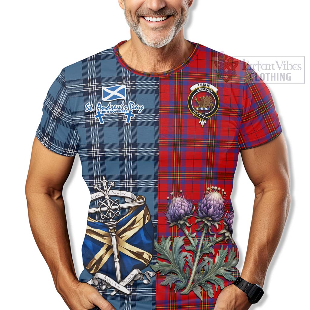 Tartan Vibes Clothing Leslie Tartan T-Shirt Happy St. Andrew's Day Half Tartan Style