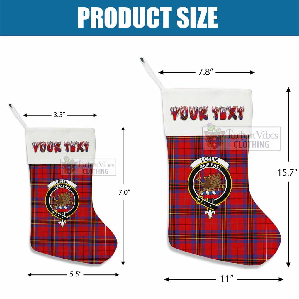 Tartan Vibes Clothing Leslie Tartan Family Crest Christmas Stocking with Personalized Text