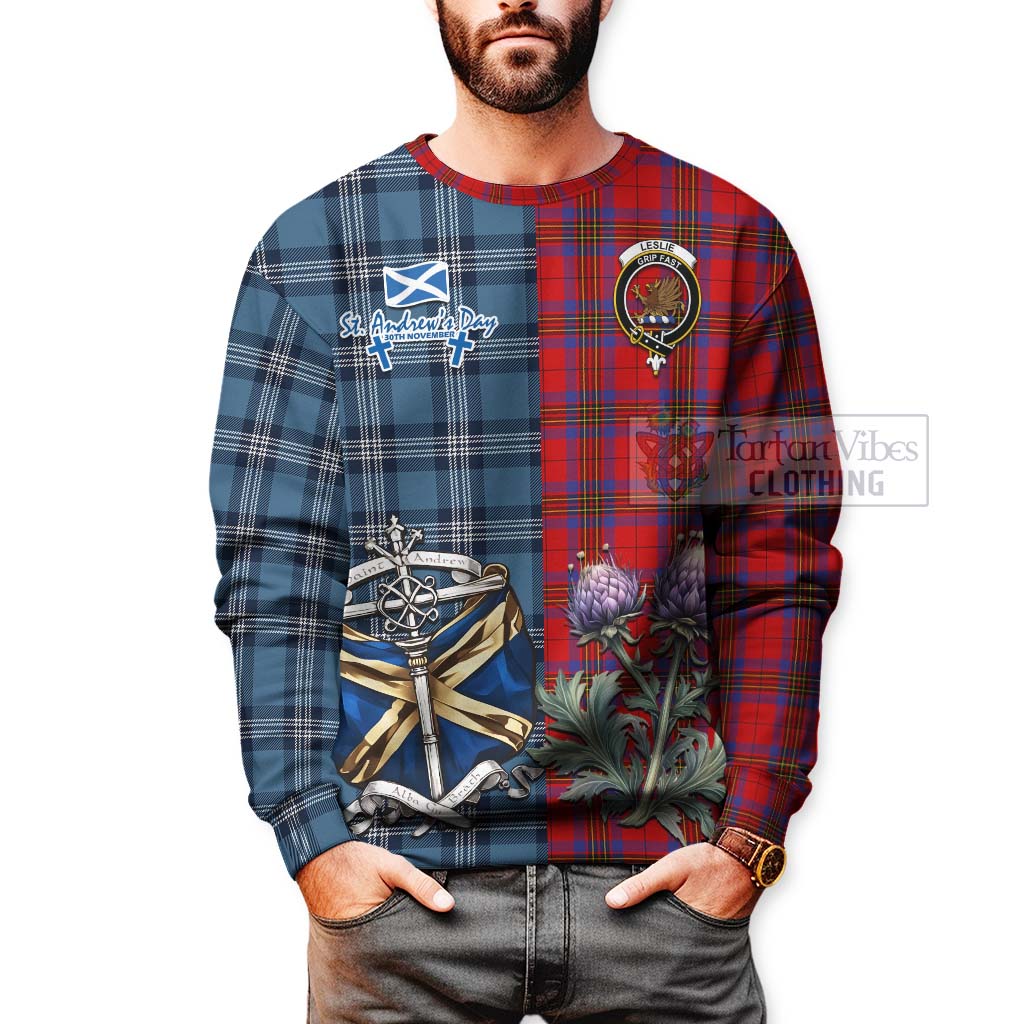 Tartan Vibes Clothing Leslie Tartan Sweatshirt Happy St. Andrew's Day Half Tartan Style