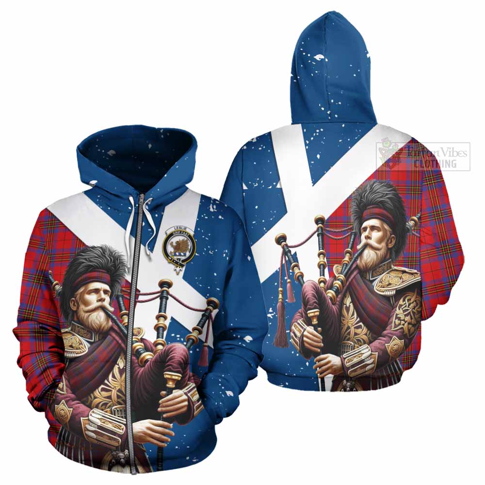 Tartan Vibes Clothing Leslie Tartan Hoodie with Family Crest Scottish Bagpiper Vibes