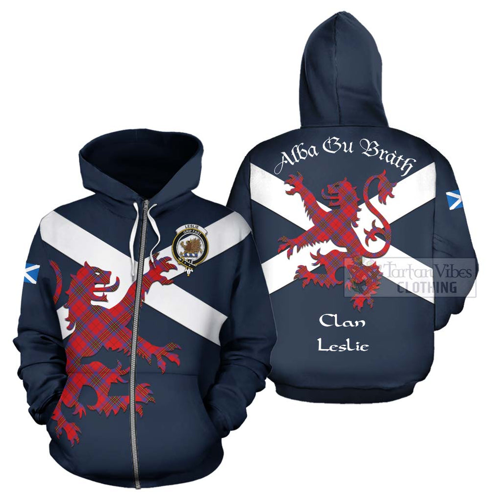 Tartan Vibes Clothing Leslie Tartan Lion Rampant Hoodie – Proudly Display Your Heritage with Alba Gu Brath and Clan Name