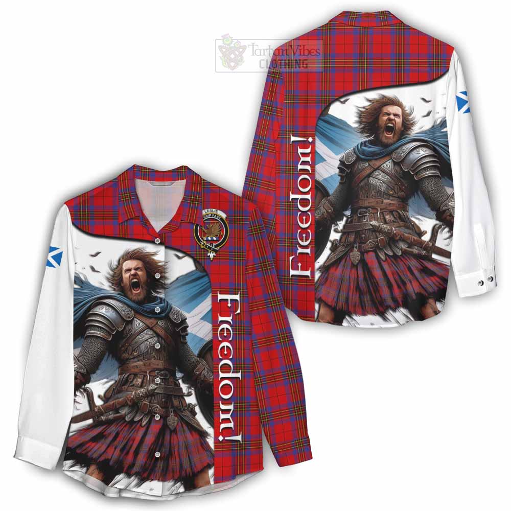 Tartan Vibes Clothing Leslie Crest Tartan Women's Casual Shirt Inspired by the Freedom of Scottish Warrior