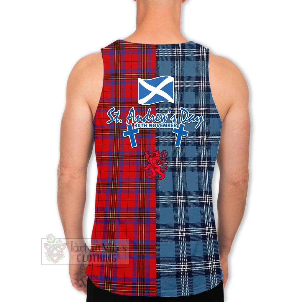 Tartan Vibes Clothing Leslie Tartan Men's Tank Top Happy St. Andrew's Day Half Tartan Style