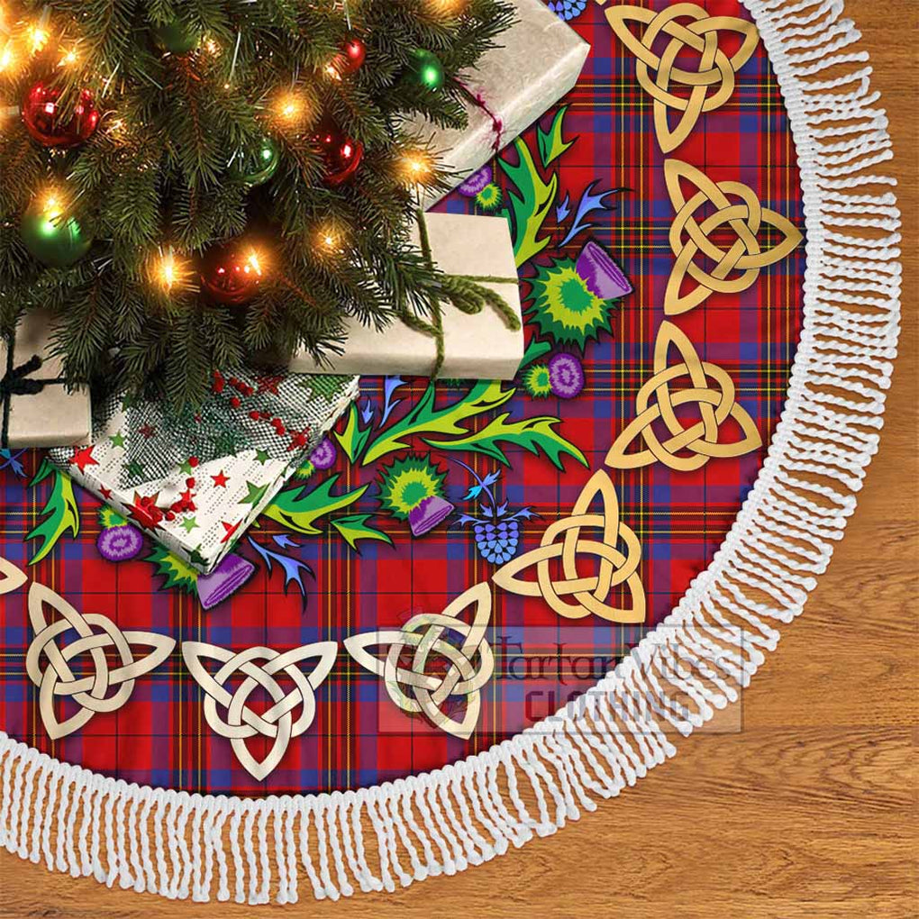 Tartan Vibes Clothing Leslie Tartan Christmas Tree Skirt with Thistle Celtic Knot Style