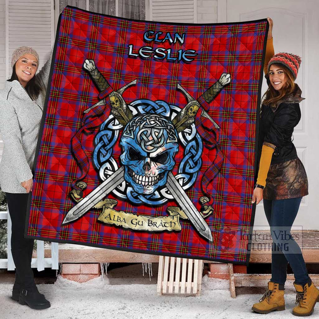 Tartan Vibes Clothing Leslie Tartan Quilt with Celtic Skull Alba Gu Brath Style