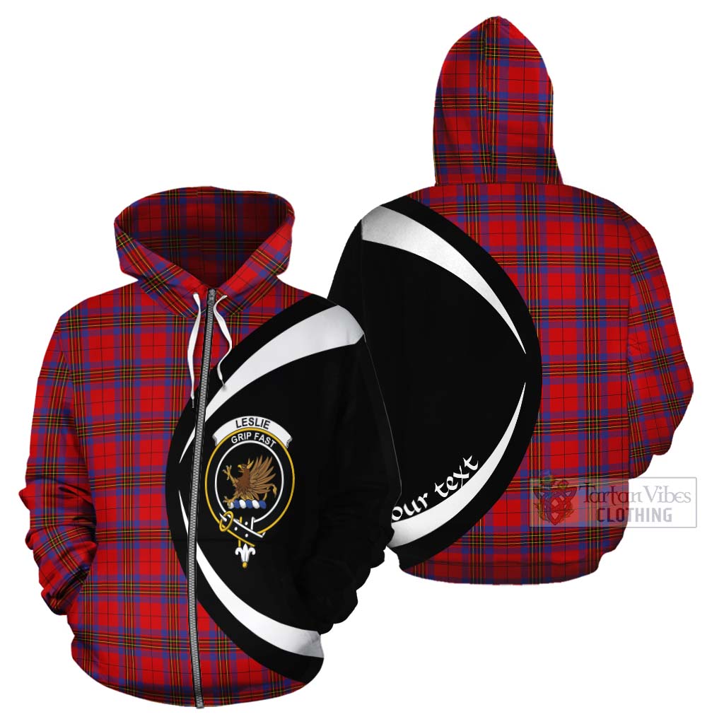 Tartan Vibes Clothing Leslie Tartan Cotton Hoodie with Family Crest Circle Style