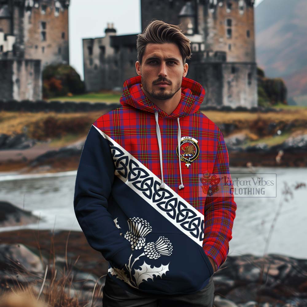 Tartan Vibes Clothing Leslie Tartan Cotton Hoodie Featuring Thistle and Scotland Map