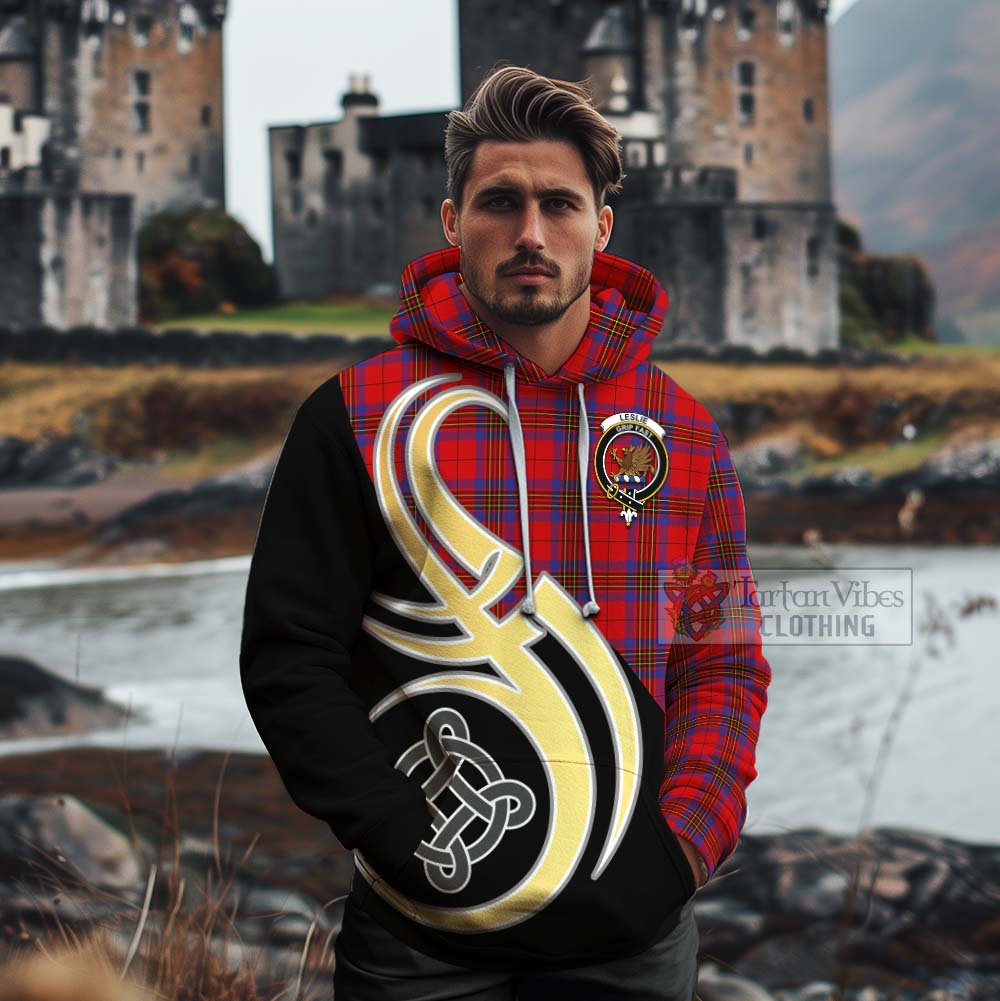 Tartan Vibes Clothing Leslie Tartan Cotton Hoodie with Family Crest and Celtic Symbol Style