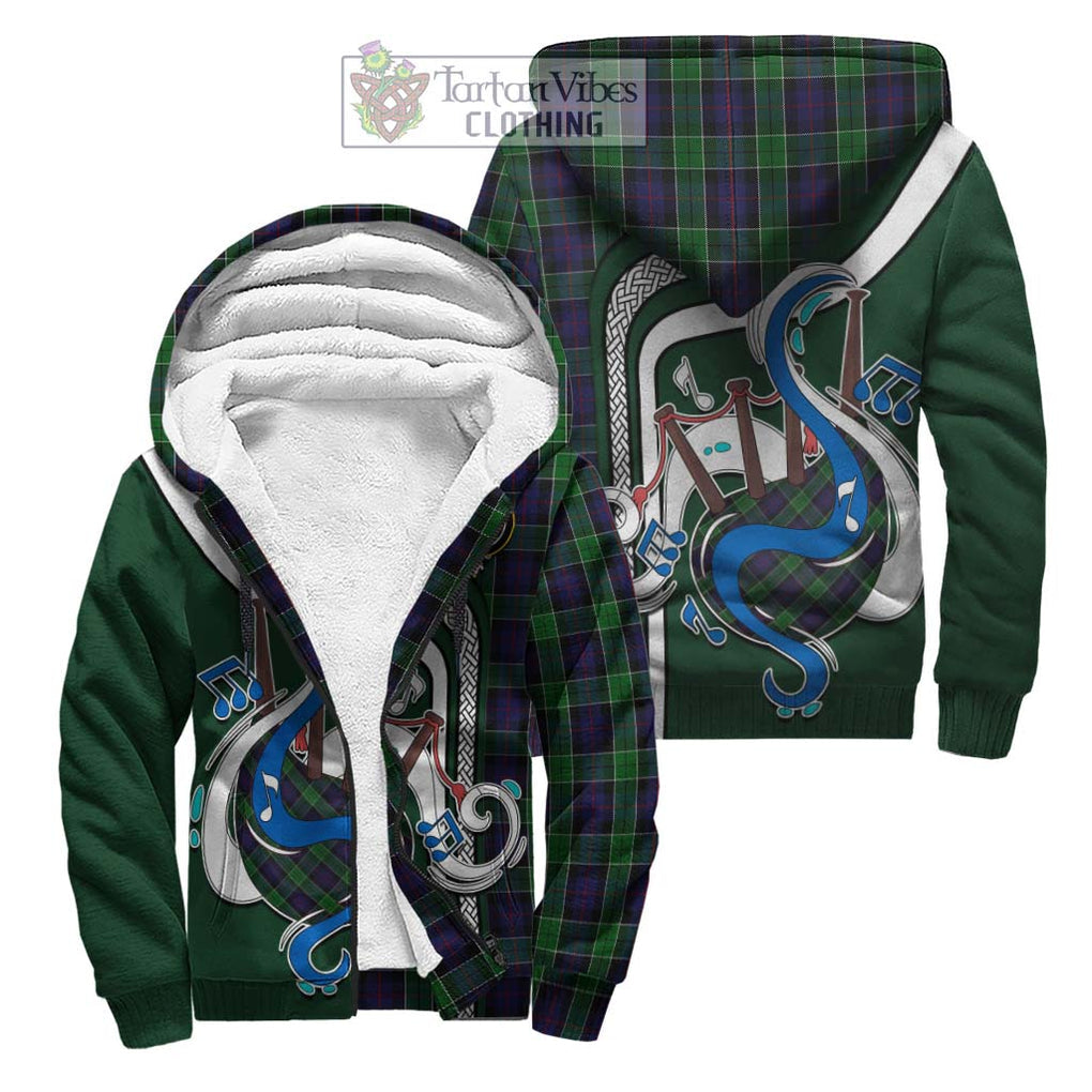 Leslie Hunting Tartan Sherpa Hoodie with Epic Bagpipe Style Unisex S - Tartanvibesclothing Shop