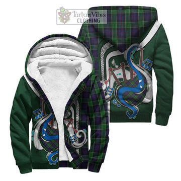 Leslie Hunting Tartan Sherpa Hoodie with Epic Bagpipe Style