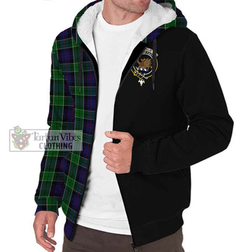 Leslie Hunting Tartan Sherpa Hoodie with Family Crest and Half Of Me Style