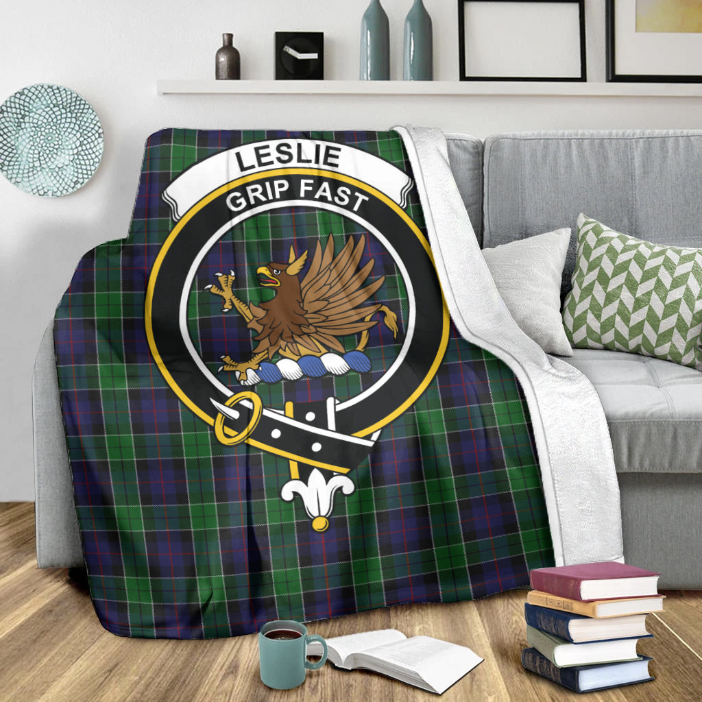 leslie-hunting-tartab-blanket-with-family-crest