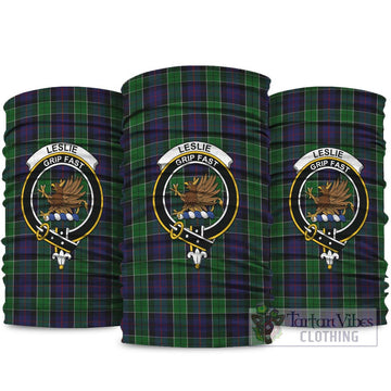 Leslie Hunting Tartan Neck Gaiters, Tartan Bandanas, Tartan Head Band with Family Crest