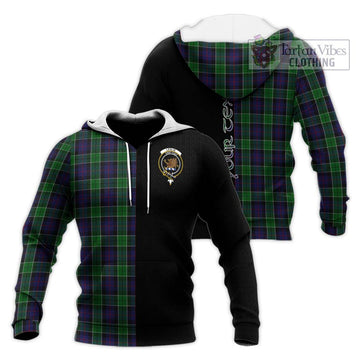 Leslie Hunting Tartan Knitted Hoodie with Family Crest and Half Of Me Style