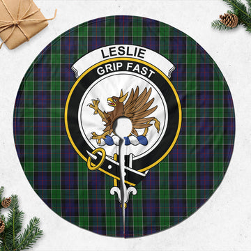 Leslie Hunting Tartan Christmas Tree Skirt with Family Crest