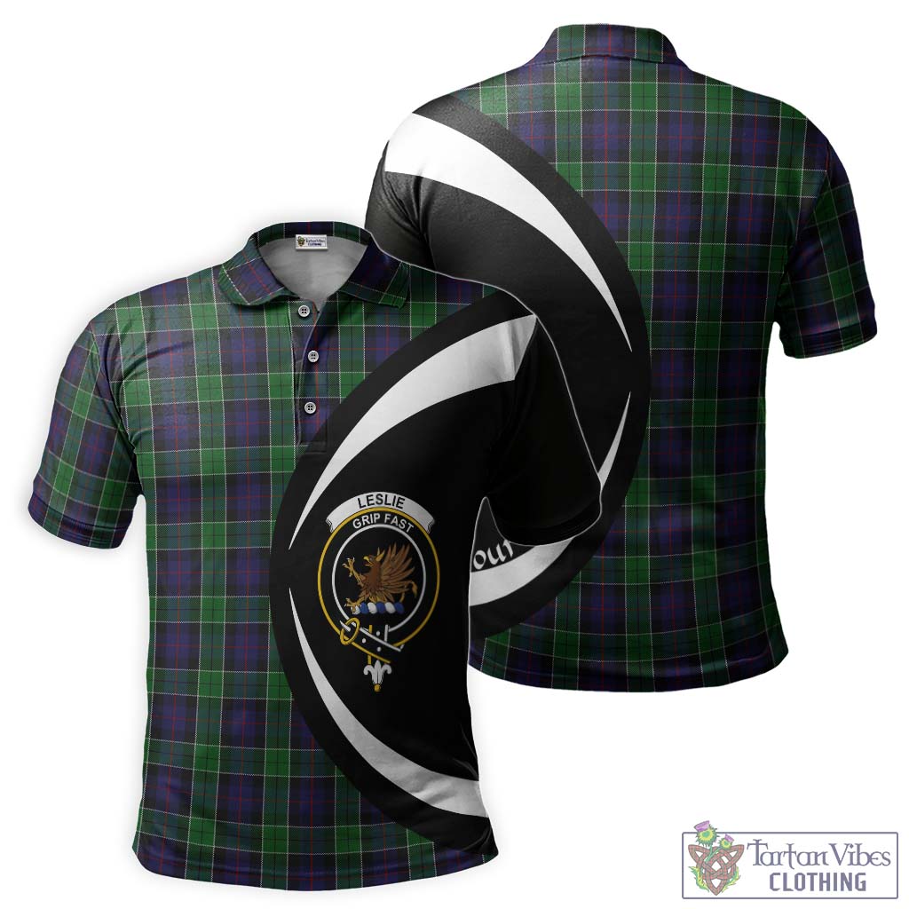 Leslie Hunting Tartan Men's Polo Shirt with Family Crest Circle Style Kid - Tartan Vibes Clothing