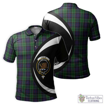 Leslie Hunting Tartan Men's Polo Shirt with Family Crest Circle Style