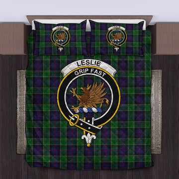 Leslie Hunting Tartan Quilt Bed Set with Family Crest