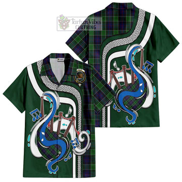 Leslie Hunting Tartan Short Sleeve Button Shirt with Epic Bagpipe Style