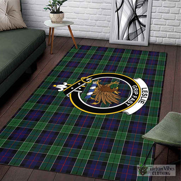 Leslie Hunting Tartan Area Rug with Family Crest