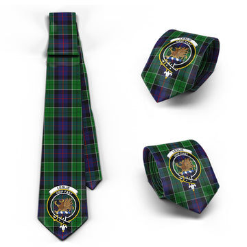 Leslie Hunting Tartan Classic Necktie with Family Crest