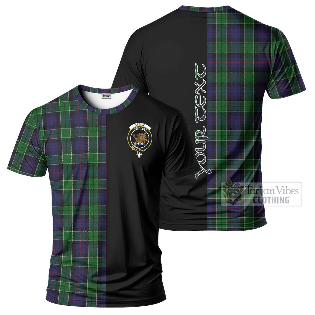 Leslie Hunting Tartan T-Shirt with Family Crest and Half Of Me Style Kid's Shirt - Tartanvibesclothing Shop