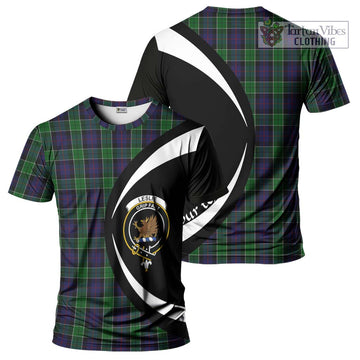 Leslie Hunting Tartan T-Shirt with Family Crest Circle Style