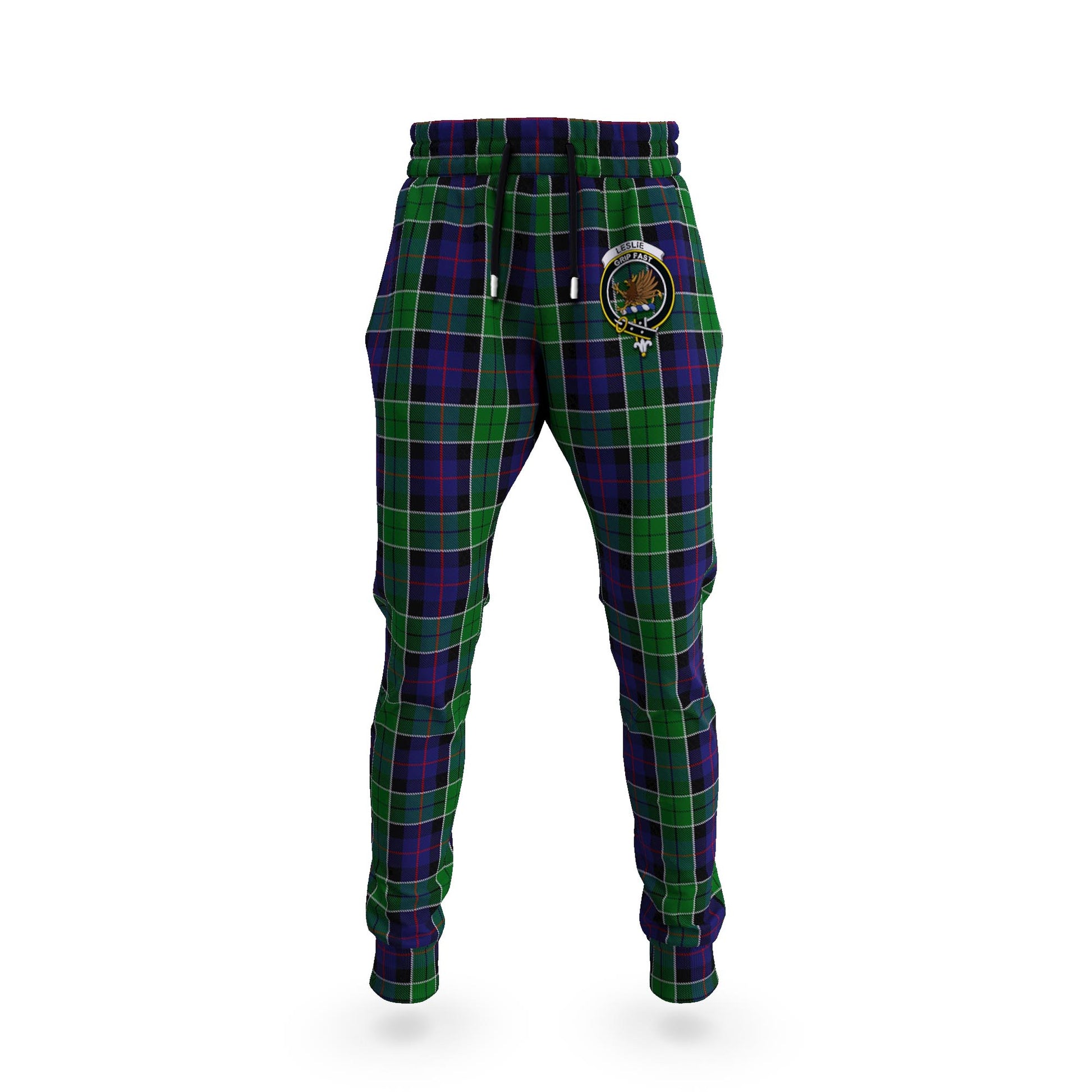 Leslie Hunting Tartan Joggers Pants with Family Crest 5XL - Tartan Vibes Clothing