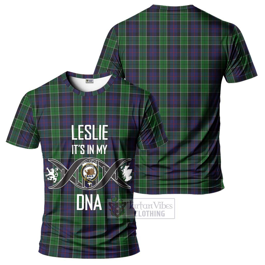 Leslie Hunting Tartan T-Shirt with Family Crest DNA In Me Style - Tartan Vibes Clothing