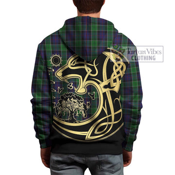 Leslie Hunting Tartan Hoodie with Family Crest Celtic Wolf Style