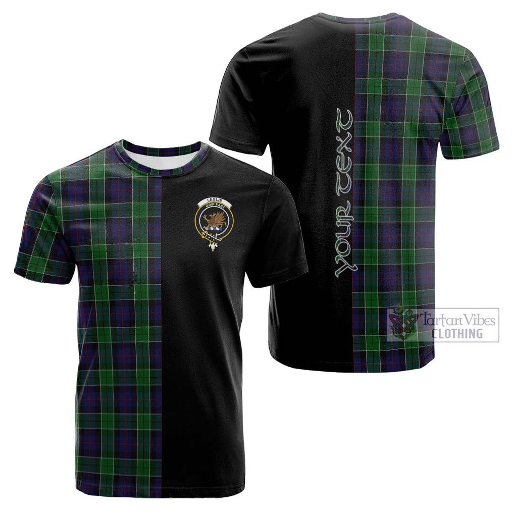 Tartan Vibes Clothing Leslie Hunting Tartan Cotton T-shirt with Family Crest and Half Of Me Style