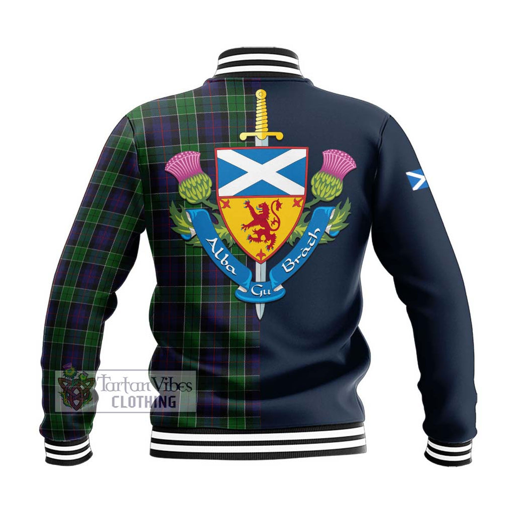 Tartan Vibes Clothing Leslie Hunting Tartan Baseball Jacket with Scottish Lion Royal Arm Half Style