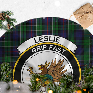 Leslie Hunting Tartan Christmas Tree Skirt with Family Crest