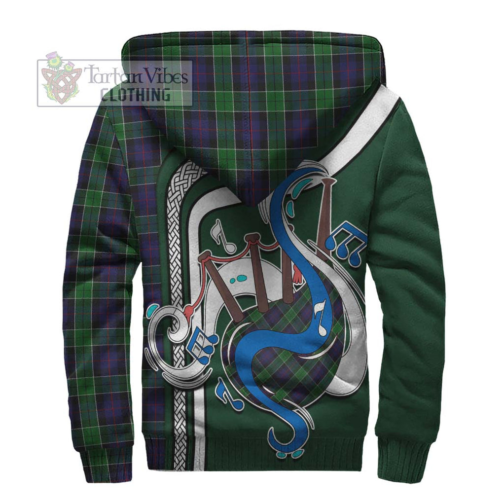 Leslie Hunting Tartan Sherpa Hoodie with Epic Bagpipe Style - Tartanvibesclothing Shop