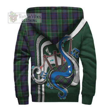 Leslie Hunting Tartan Sherpa Hoodie with Epic Bagpipe Style