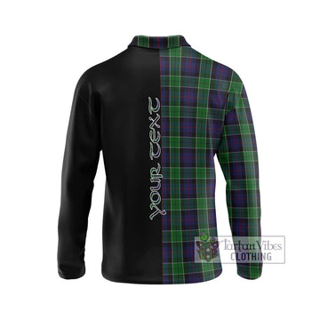 Leslie Hunting Tartan Long Sleeve Polo Shirt with Family Crest and Half Of Me Style