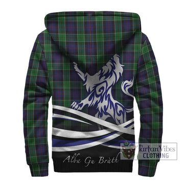 Leslie Hunting Tartan Sherpa Hoodie with Alba Gu Brath Regal Lion Emblem