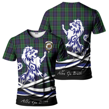 Leslie Hunting Tartan T-Shirt with Alba Gu Brath Regal Lion Emblem