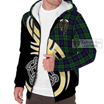 Leslie Hunting Tartan Sherpa Hoodie with Family Crest and Celtic Symbol Style