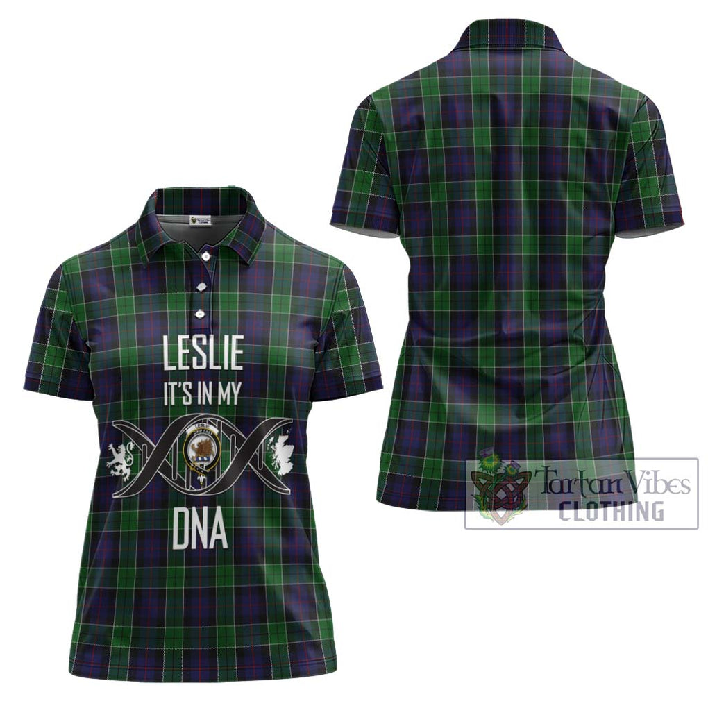 Leslie Hunting Tartan Women's Polo Shirt with Family Crest DNA In Me Style - Tartanvibesclothing Shop