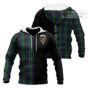 Leslie Hunting Tartan Knitted Hoodie with Family Crest and Half Of Me Style