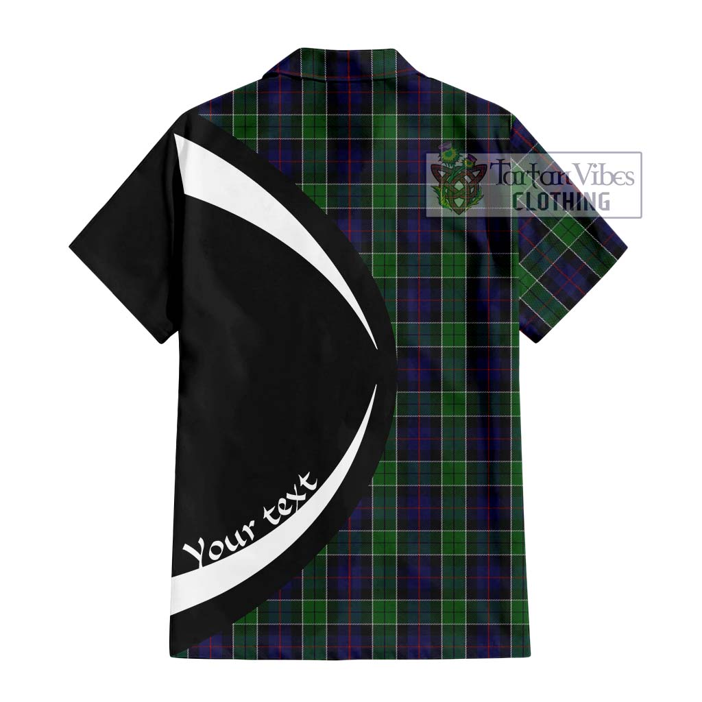 Leslie Hunting Tartan Short Sleeve Button Up with Family Crest Circle Style - Tartan Vibes Clothing