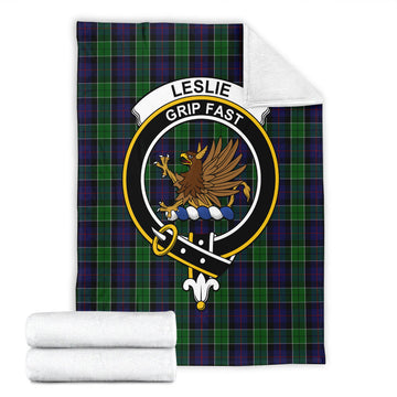 Leslie Hunting Tartan Blanket with Family Crest