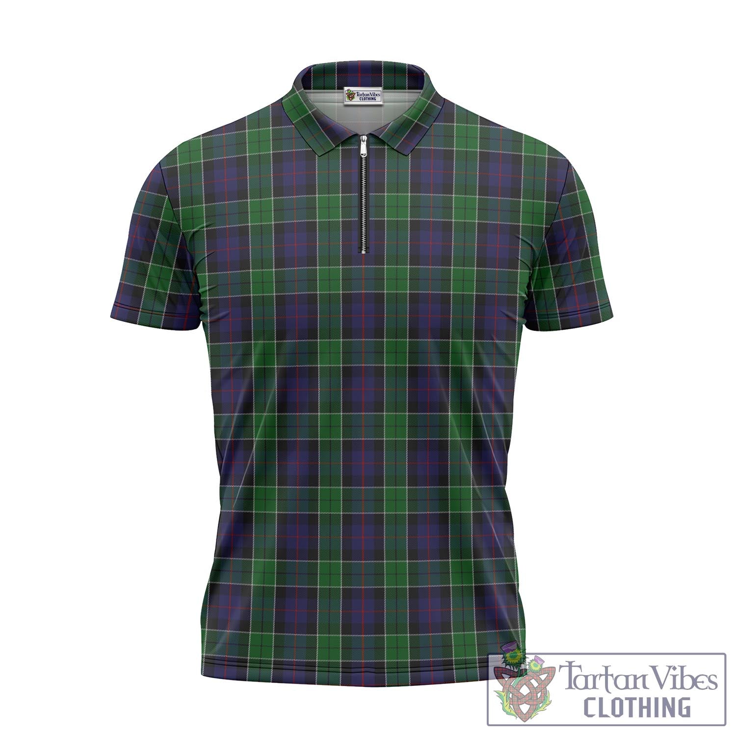 Tartan Vibes Clothing Leslie Hunting Tartan Zipper Polo Shirt