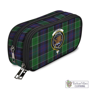 Leslie Hunting Tartan Pen and Pencil Case with Family Crest