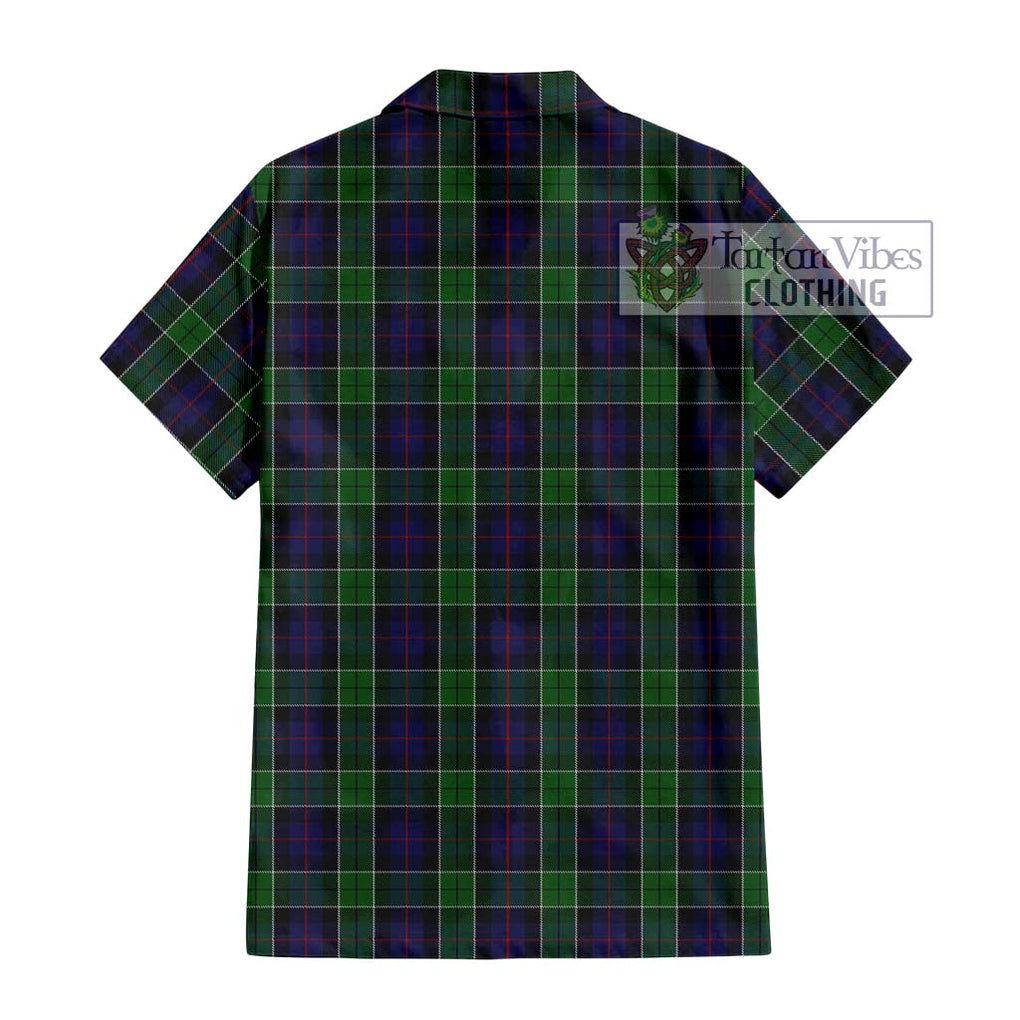 Leslie Hunting Tartan Short Sleeve Button Shirt with Family Crest DNA In Me Style - Tartanvibesclothing Shop