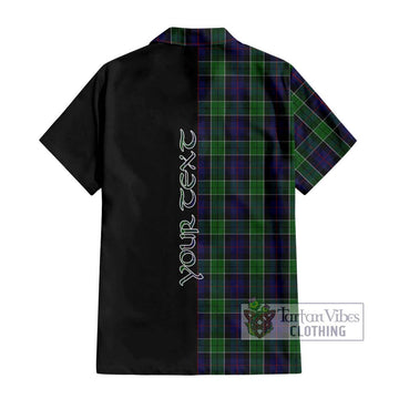 Leslie Hunting Tartan Short Sleeve Button Shirt with Family Crest and Half Of Me Style