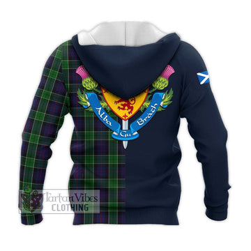 Leslie Hunting Tartan Knitted Hoodie Alba with Scottish Lion Royal Arm Half Style