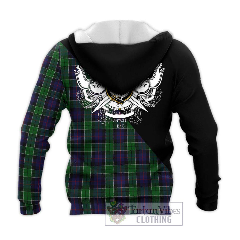 Leslie Hunting Tartan Knitted Hoodie with Family Crest and Military Logo Style - Tartanvibesclothing Shop